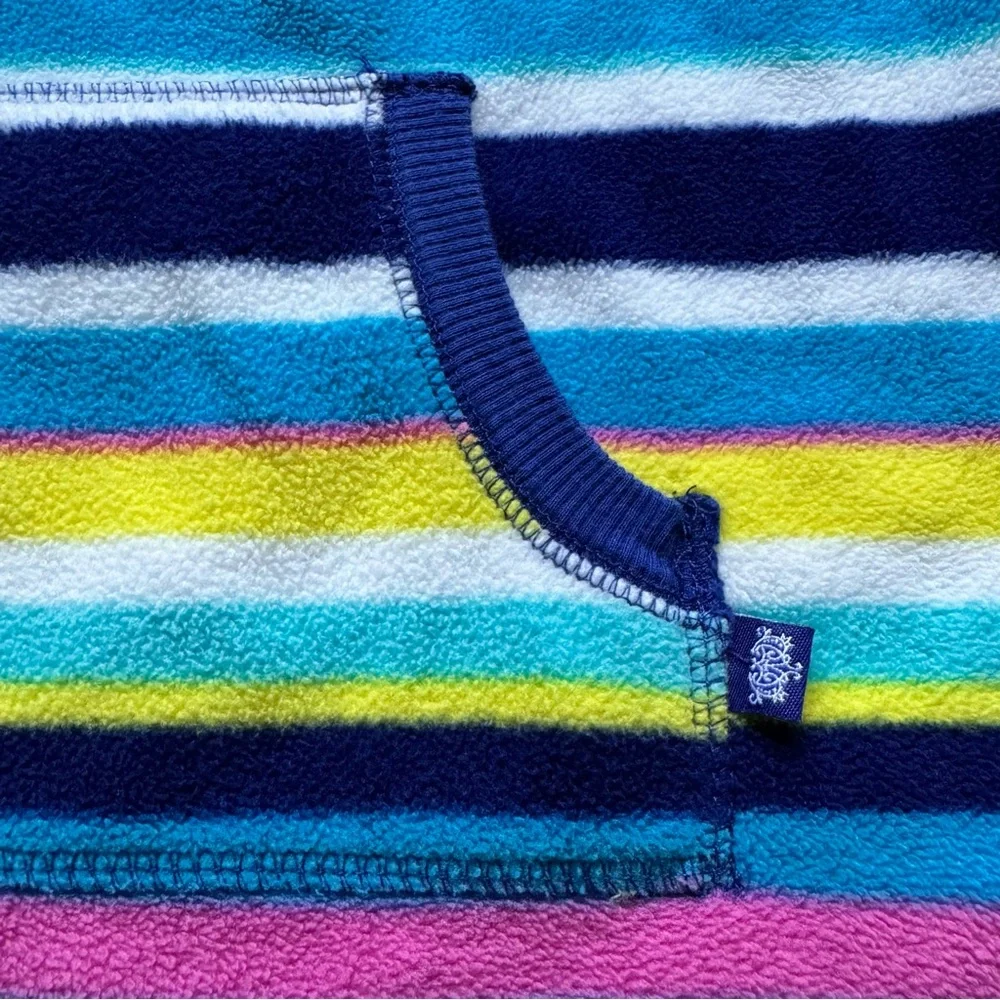 The Children's Place Striped Fleece V-Neck Hoodie Blue White Yellow Pink Sz M
